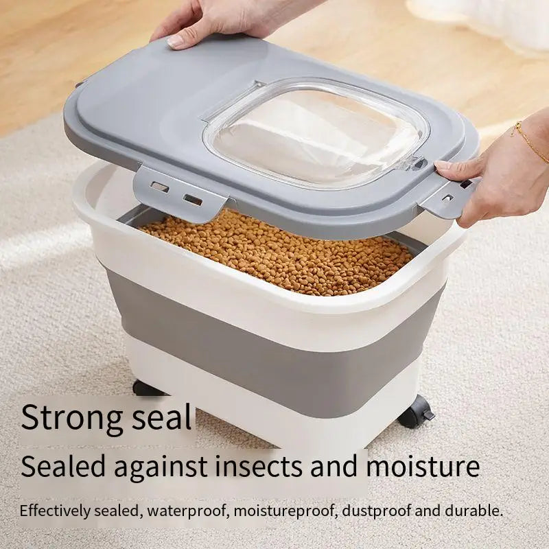 Cat Dog Food Storage Container Folding Pet Food