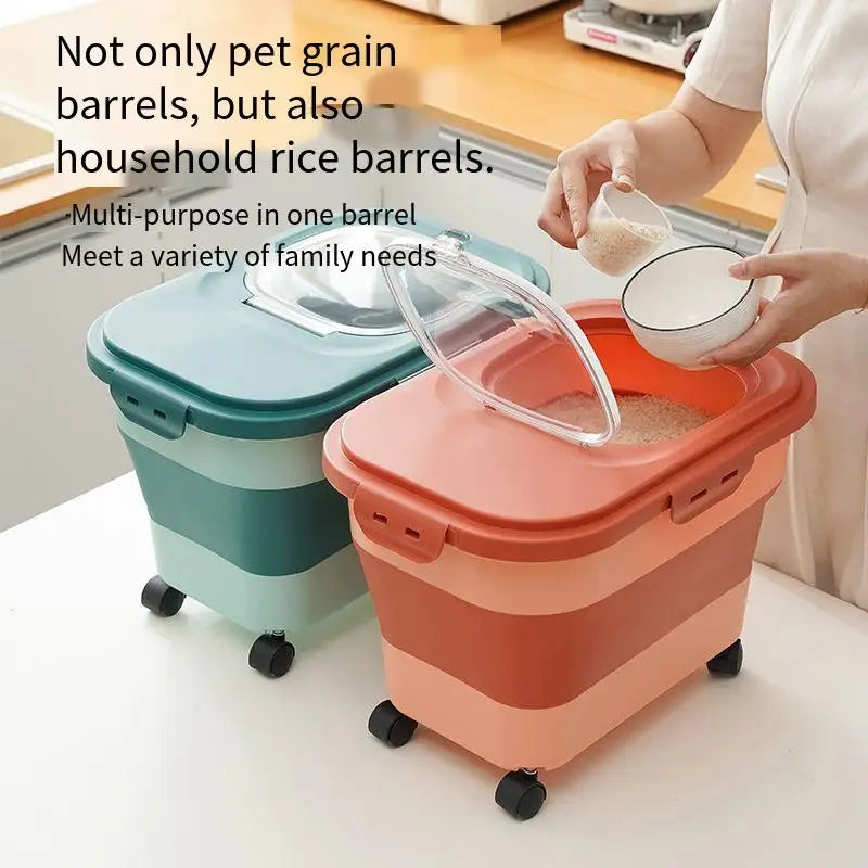 Cat Dog Food Storage Container Folding Pet Food