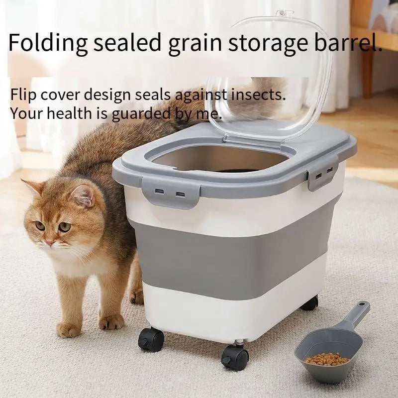 Cat Dog Food Storage Container Folding Pet Food