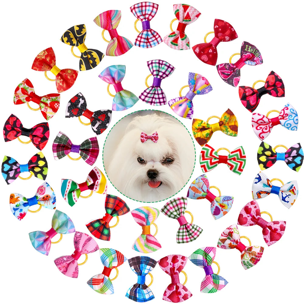 10/20/30pcs Small Dog Decorated Hair Bows Dog